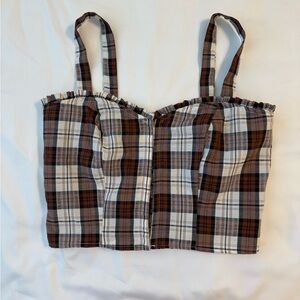 Liberty Love Brown and Black Plaid Top